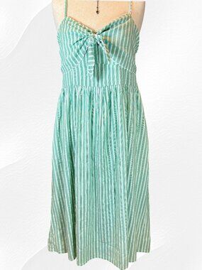 NWT Old Navy Tie Front Maxi Dress XXL Green White Stripe Smocked Back Cotton